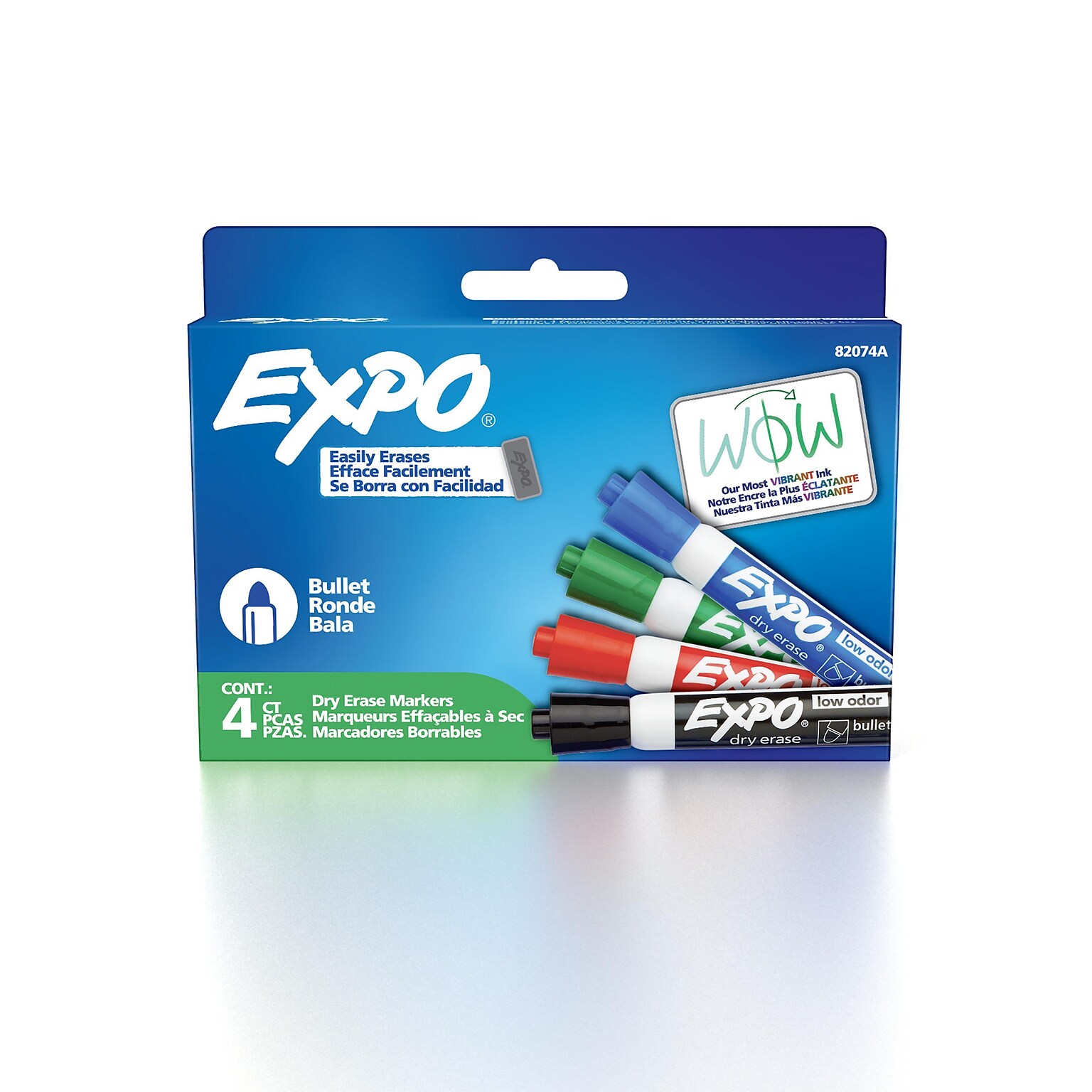 Expo Dry Erase Markers, Bullet Point, Assorted Colors, 4/Pack (82074)