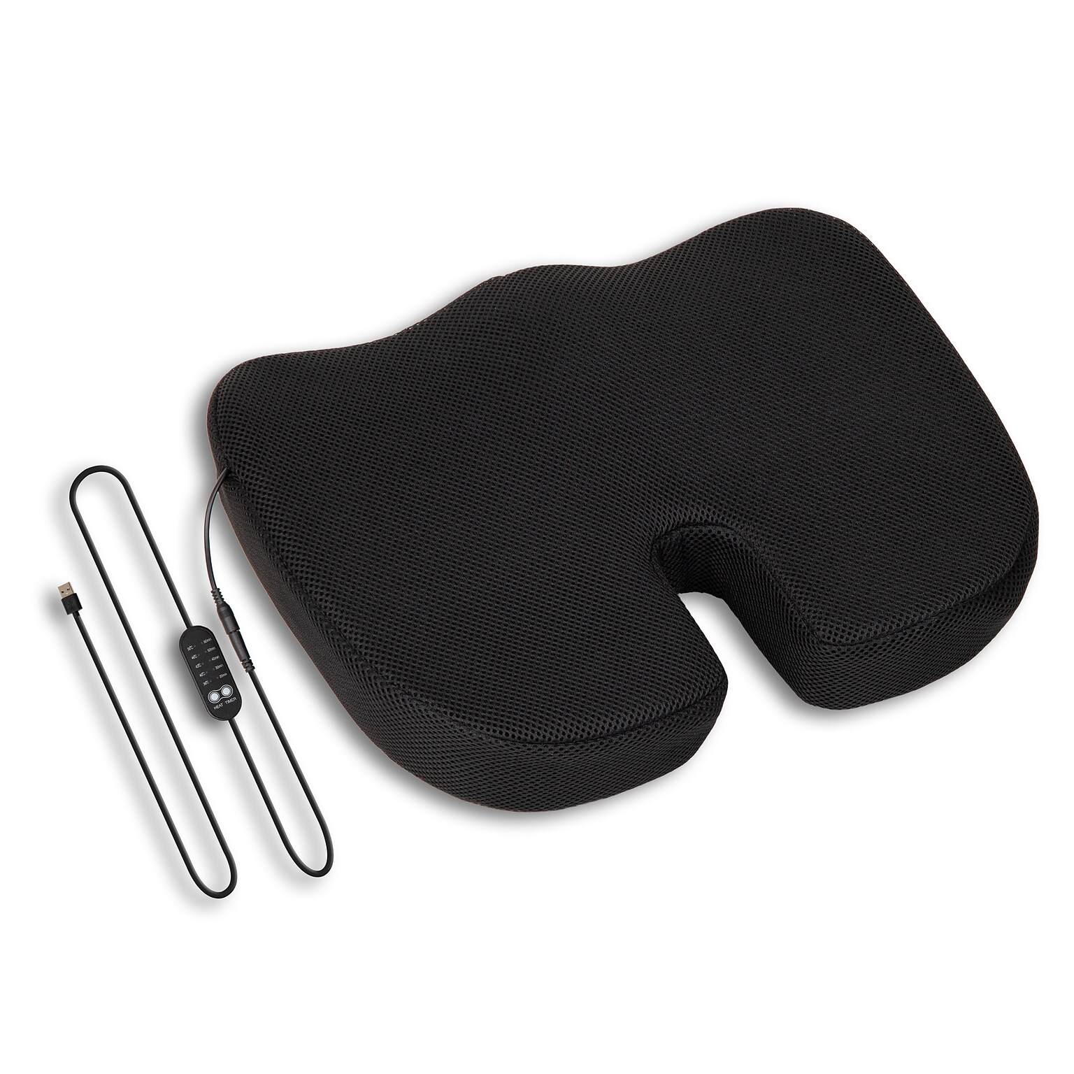 Mind Reader Memory Foam Heated Air-Cloud Seat Cushion, Black (HEASCUSH-BLK)