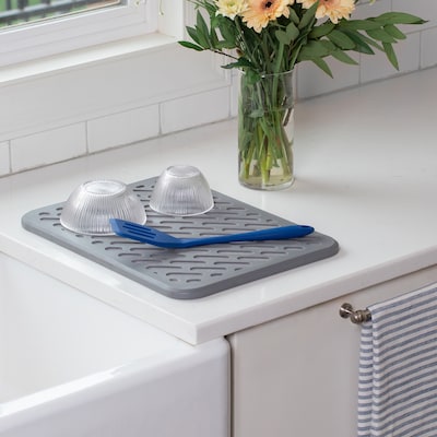 Better Houseware The Magic Stone & Silicone Quick-Dry Dish Racks, Gray (BTH3418)