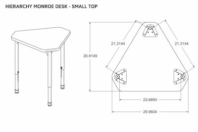 MooreCo Hierarchy Monroe Desk, 30"W x 27"D, Neutral Weft/Platinum Base (703673563000)