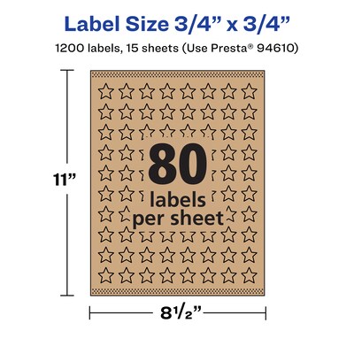Avery Laser/Inkjet Burst Multipurpose Labels, .75" x .75", Kraft Brown, 1200 Labels/Pack ( 94610)