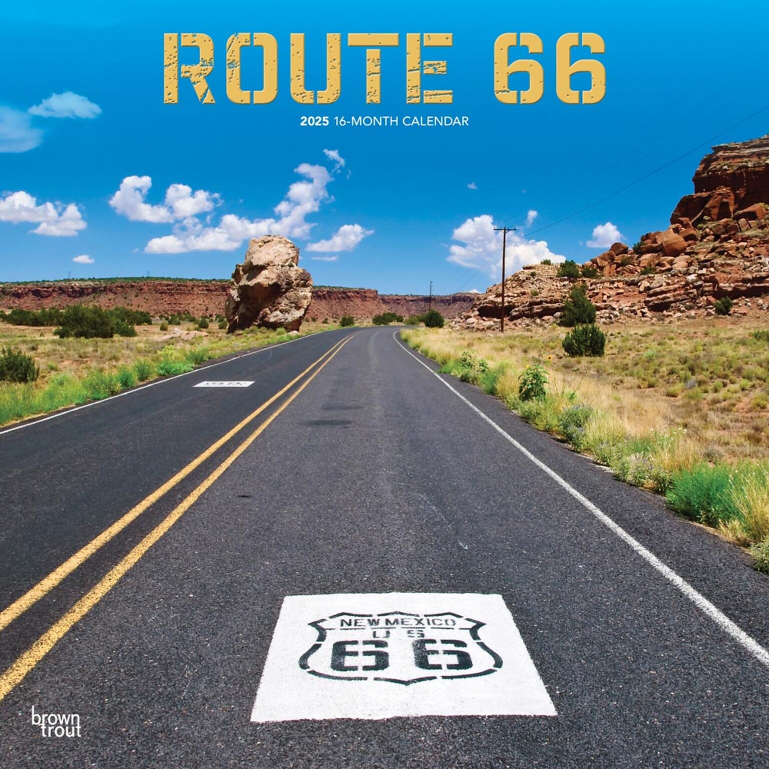 2025 BrownTrout Route 66 12 x 24 Monthly Square Wall Calendar, (9781975475642)