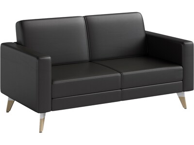 Safco Resi 54" Vinyl Lounge Settee, Black (1731RESFEET4PKBL)