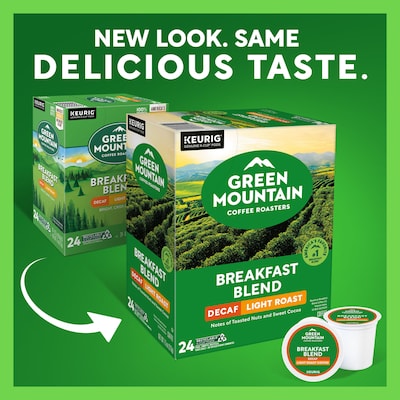 Green Mountain Breakfast Blend Decaf Coffee Keurig® K-Cup® Pods, Light Roast, 24/Box (5000378812)