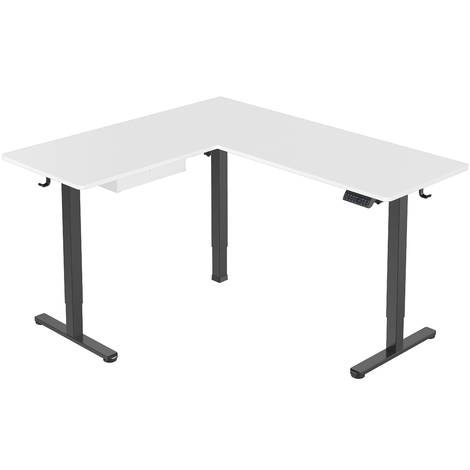 Mount-It! Large 63W Electric Corner Adjustable Standing Desk, White/Black (MI-15017)