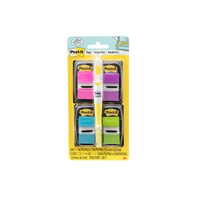 Post-it Flags Value Pack with Flag+Highlighter, 1 Wide, Assorted Colors, 200 Flags/Pack (680-PPBGVA