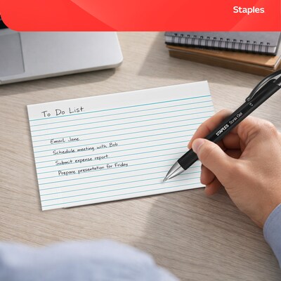 Staples® Lined Index Cards, 5" x 8", White, 100 Cards/Pack (ST51016-CC)