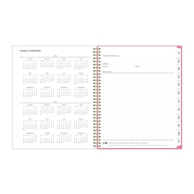 2026-2027 Blue Sky Roosevelt Pink Frosted 8.5" x 11" Academic Weekly & Monthly Planner, Plastic Cover, Pink/Gray (128691-A27)