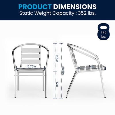 Flash Furniture Lila Indoor-Outdoor Table Set with 4 Slat Back Chairs, 27.5", Aluminum (TLH28SQ017BCHR4)