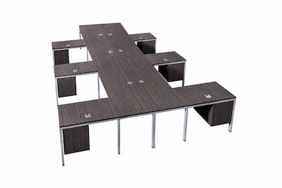 Boss Office Products Simple System 66W L-Shaped Desk with Pedestal, Driftwood, 6/Set (SGSD023-102)