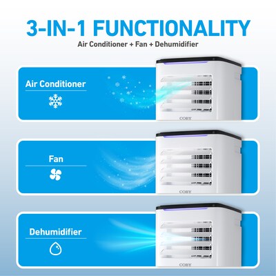 Coby 115-Volt 9,000 BTU (6,500 BTU DOE) Portable Air Conditioner, with Remote, White (CBPAC650)