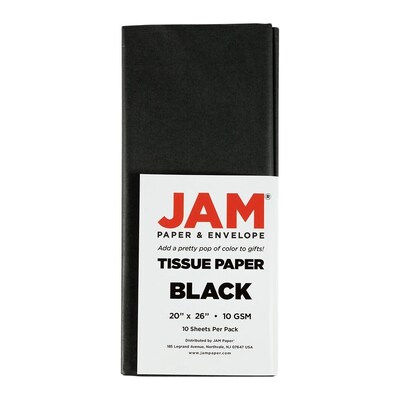 JAM Paper 20 x 26 Tissue Paper, Black, 20 Sheets/Pack (1152348A)