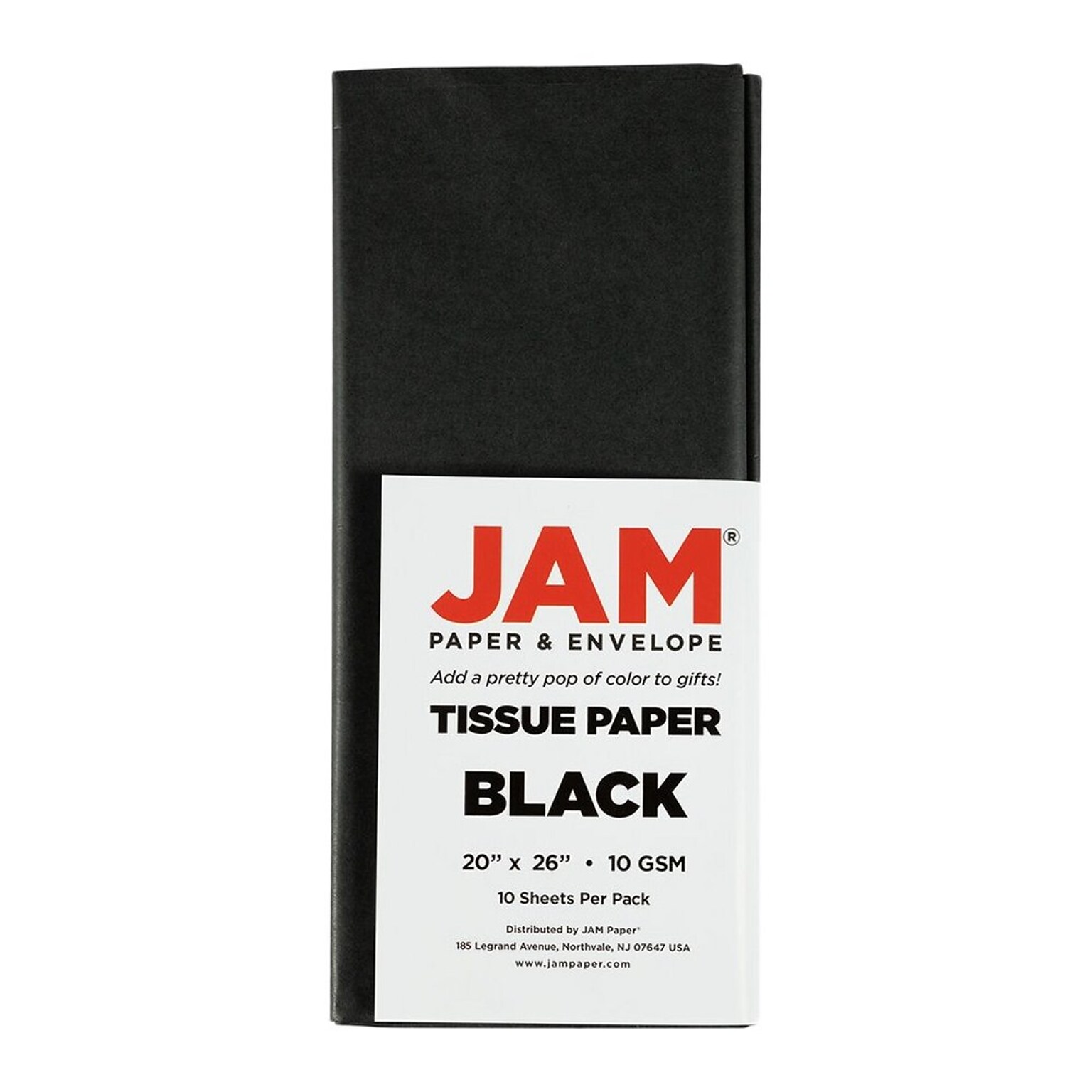 JAM Paper 20 x 26 Tissue Paper, Black, 20 Sheets/Pack (1152348A)