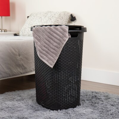 Mind Reader Plastic Laundry Hamper with Lid, Black, 2/Set (60HAMP2PK-BLK)
