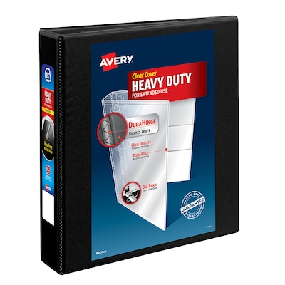 Avery Heavy Duty 1 1/2 3-Ring View Binders, Slant Ring, Black (5400)