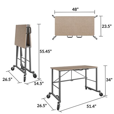 Cosco Portable Folding Work Desk w/ MDF Work Top, 350 lb. Capacity, Brown (66720DKG1E)