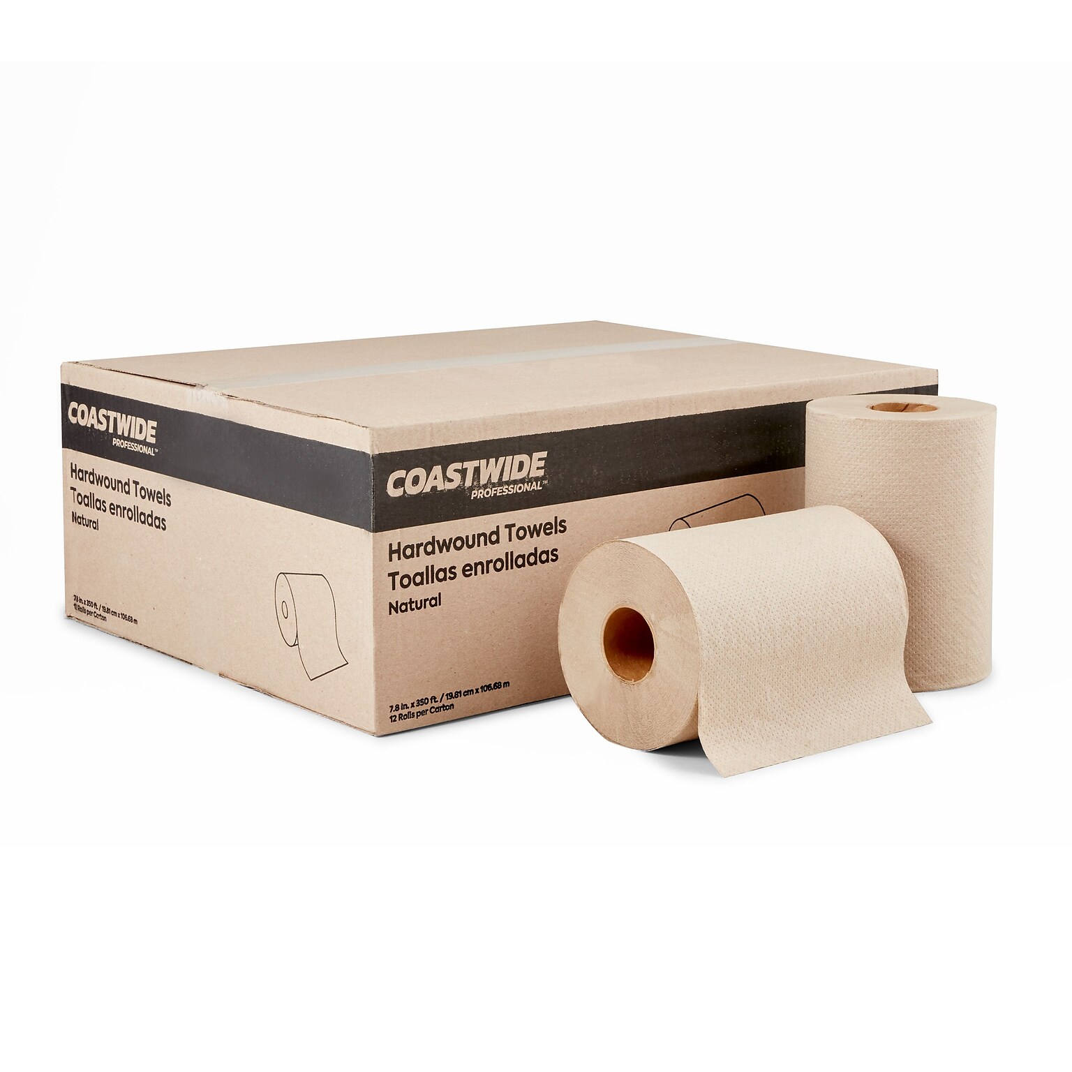 Coastwide Professional™ Recycled Hardwound Paper Towels, 1-Ply, 350 ft./Roll, 12 Rolls/Carton (CW21814)