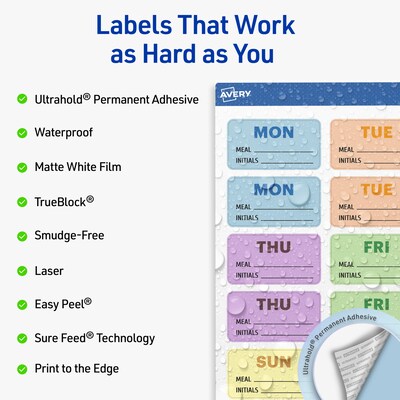 Avery Rectangle Laser Multipurpose Labels, 1-1/4 x 2-3/8, White, 180/Pack (19479399264)