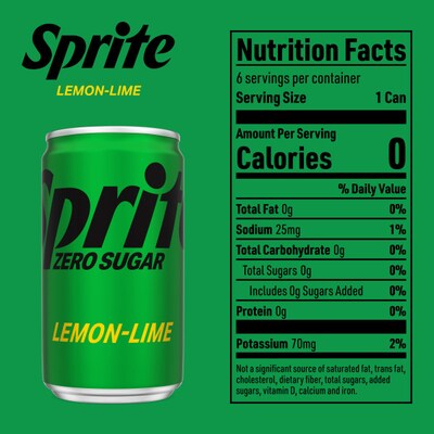 Sprite Mini Can Zero Sugar Lemon Lime Soda, 7.5 oz., 24 Cans/Carton (00049000061024)