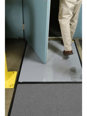 M + A Matting WaterHog CleanShield Stride Commercial Entrance Floor Mat w/Adhesive Insert, 3 x 8, Med Grey (4115738170)