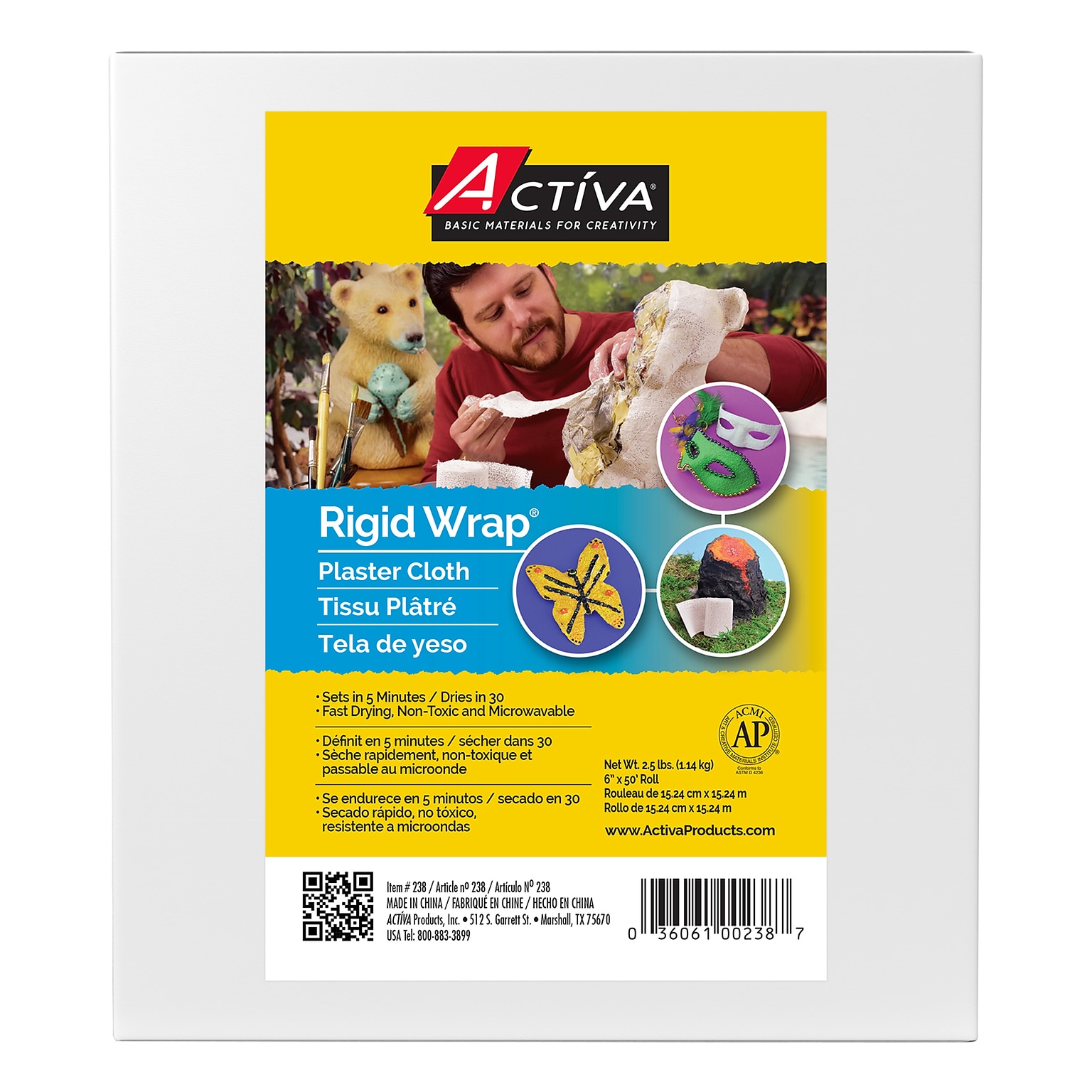 Activa Rigid Wrap Plaster Cloth, White (API238)