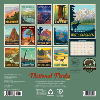 2025 Willow Creek National Parks 7" x 7" Monthly Wall Calendar  (45886)