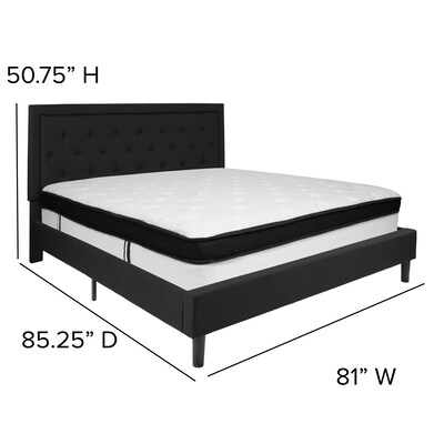 Flash Furniture Roxbury Tufted Upholstered Platform Bed in Black Fabric with Memory Foam Mattress, King (SLBMF24)