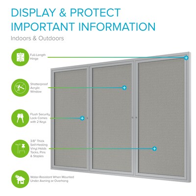Ghent Vinyl Enclosed Bulletin Board, Satin Frame, 3H x 6W (PA33672VX-193)