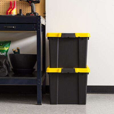 Iris Stor-It-All 78.5 Quart Storage Container with Lid, Plastic, Black, 2/Pack (540016)