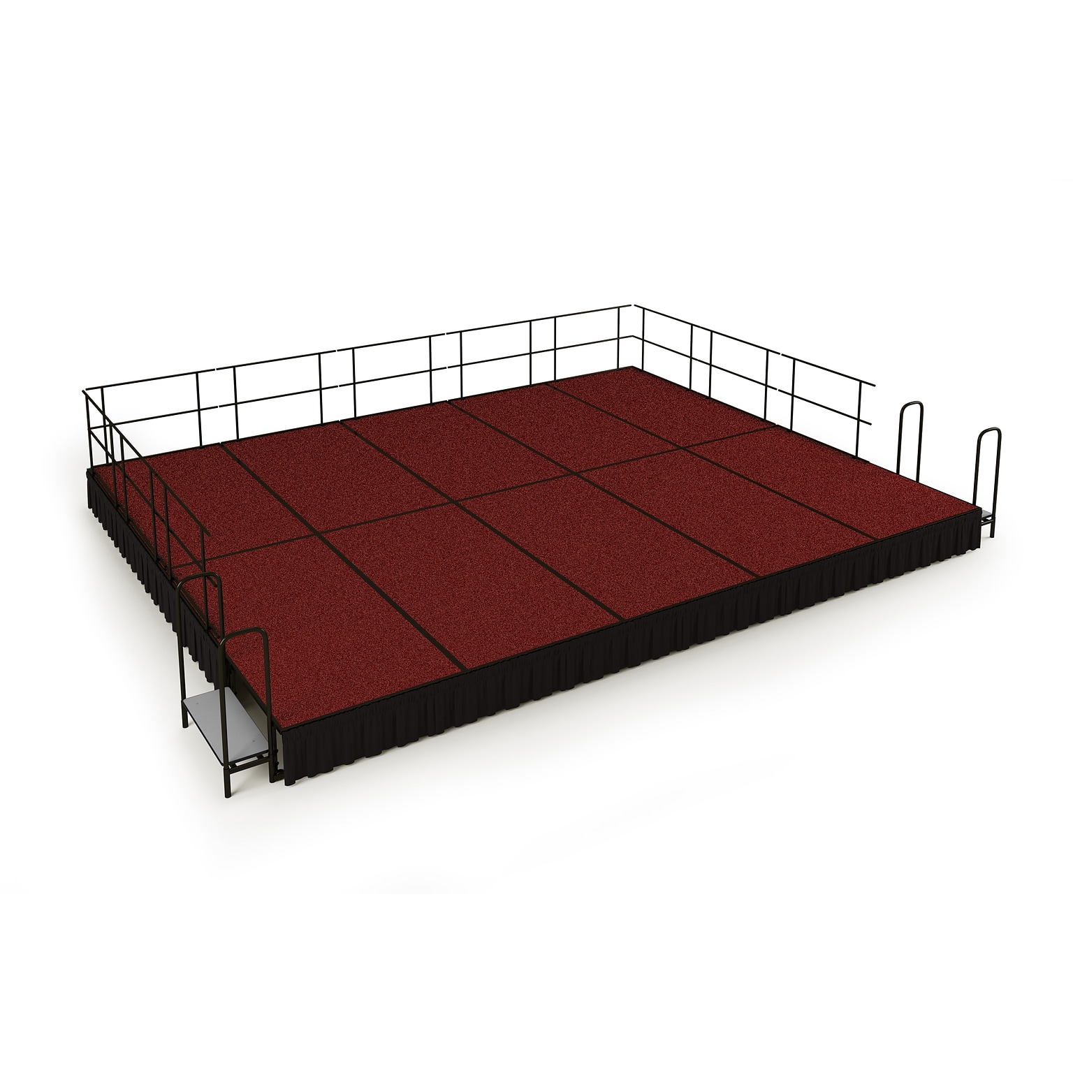 NPS 16H Stage Package, 16 x 20, Shirred Pleat Black Skirting, Red Carpet (SG481610C40SS10)