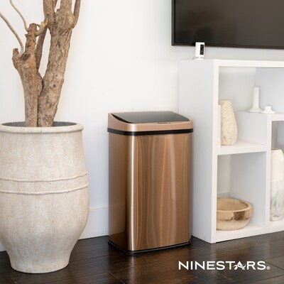 Nine Stars Stainless Steel Motion Sensor Trash Can, 13.2 Gallon, Gold (DZT-50-28GD)