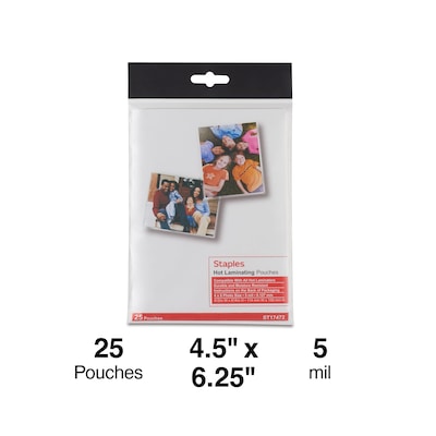 Staples Thermal Laminating Pouches, Photo, 5 Mil, 25/Pack (5201004/5201007)