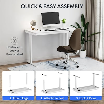 FlexiSpot EW2 48"W Electric Adjustable Standing Desk, White (EW2W-E)