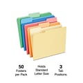 Staples Heavyweight File Folders, 1/3 Cut Tab, Letter Size, Assorted Colors, 50/Box (TR18363)
