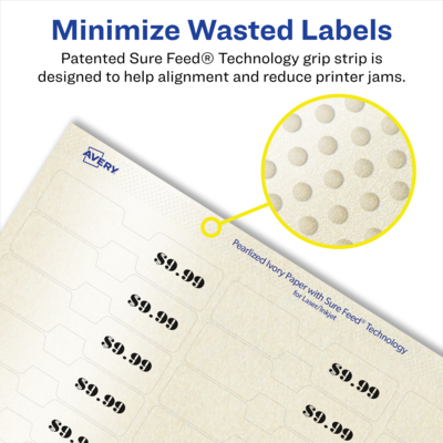 Avery Pearlized Ivory Decorative Edge Multipurpose Labels, .5" x 2.5", Ivory, 4500/Box (94749)