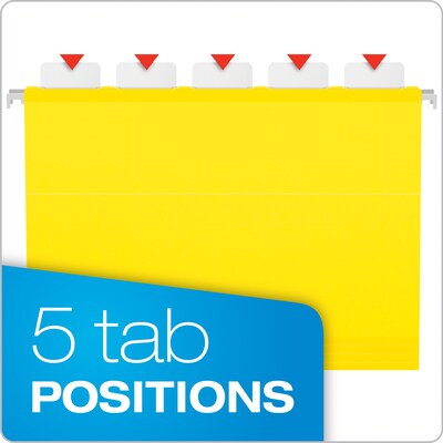 Pendaflex Ready-Tab Reinforced Hanging File Folder, 5-Tab, Letter Size, Yellow, 25/Box (42624)