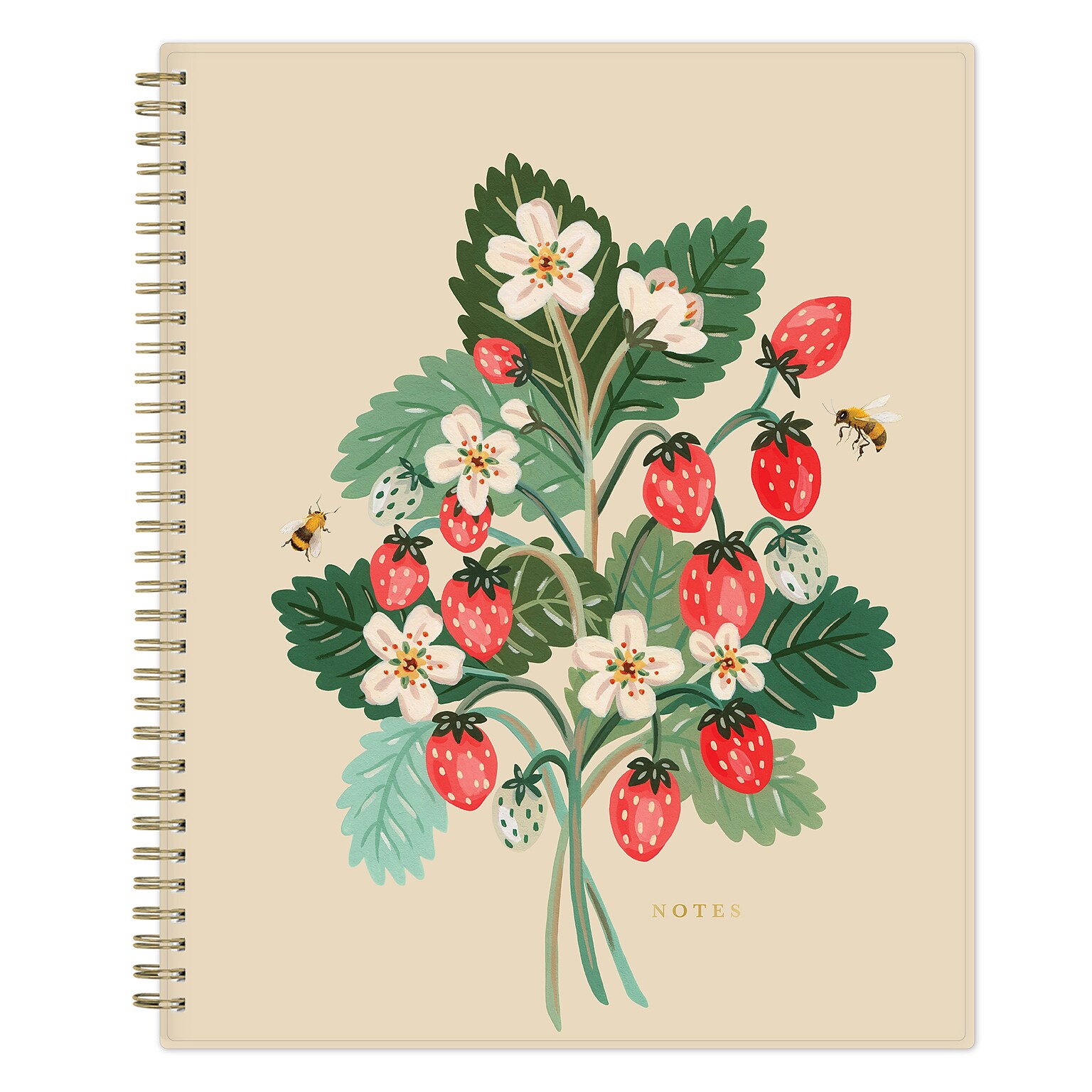 Blue Sky Bespoke Letterpress 8.5 x 11 Undated Personal Organizer, Plastic Cover, Strawberry & Bee (159139)