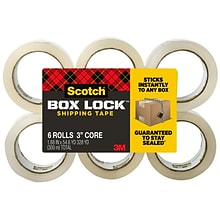 Scotch Box Lock Shipping Packing Tape, 1.88 in x 54.6 yds., Clear, 6/Pack (3950-6)