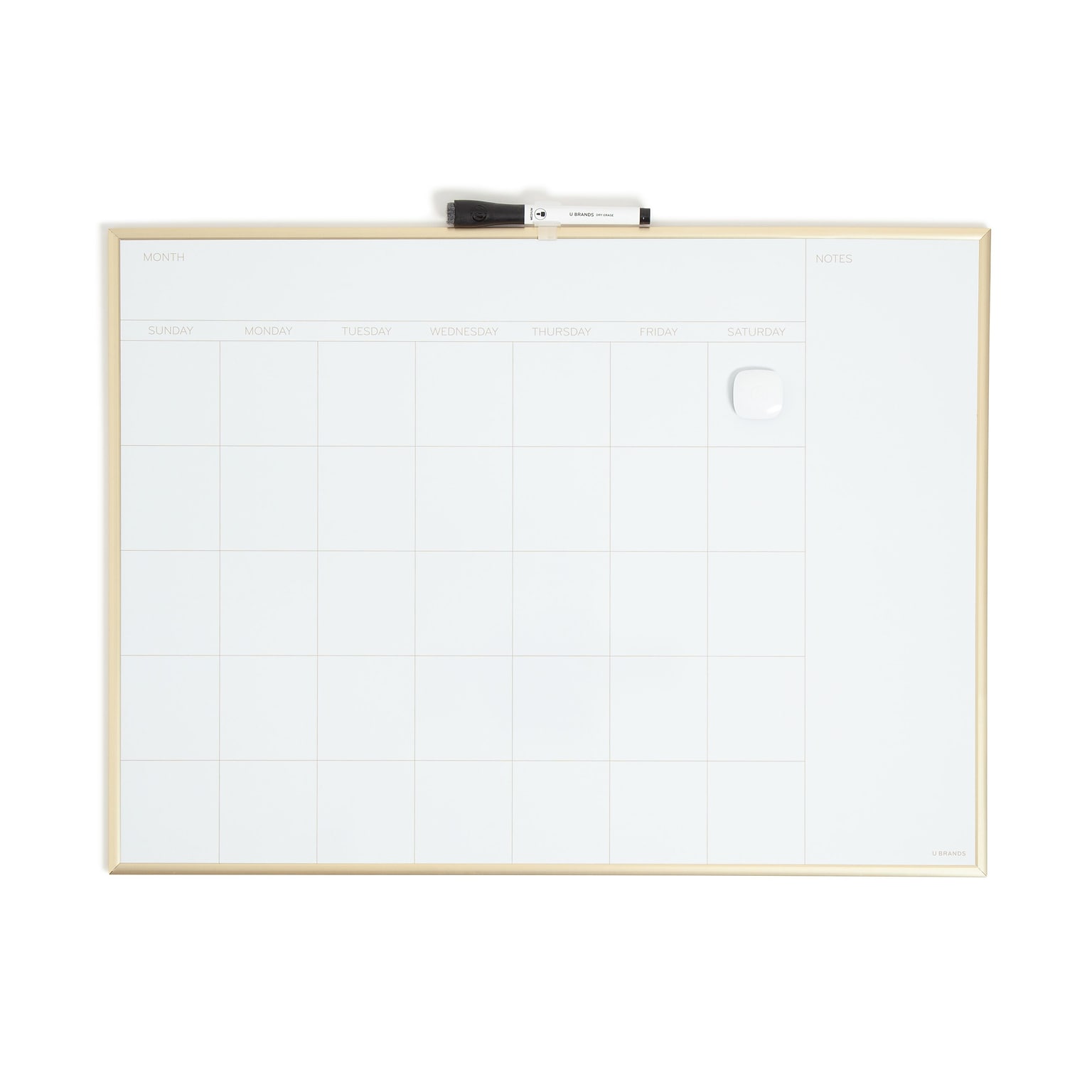 U Brands Magnetic Painted Steel Dry-Erase Calendar Whiteboard, Aluminum Frame, 17 x 23 (7079U00-01)