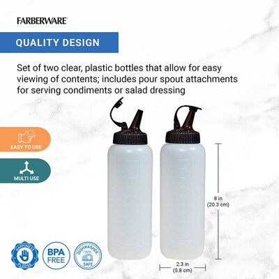 Farberware Condiment Squeeze Bottles, 12 oz., Black/Clear, 2/Pack (5309275)