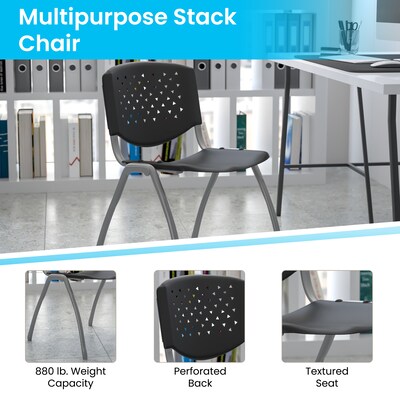 Flash Furniture HERCULES Series Plastic Stack Chair, Black (RUTF01ABK)