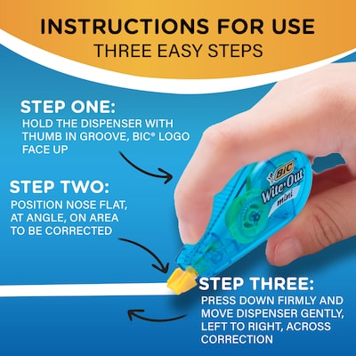 BIC Wite-Out Mini Correction Tape, White, 6/Pack (WOTMP61-WHI)
