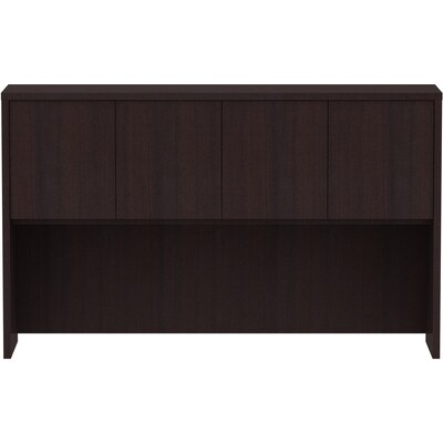 Lorell Essentials Series 60W Stack-on Hutch with Doors, Espresso (LLR18270)