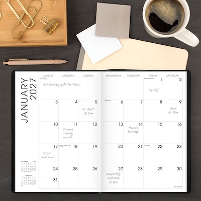 2027 AT-A-GLANCE 7" x 10" Monthly Planner, Faux Leather Cover, Black (70-432-05-27)