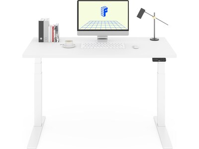 FlexiSpot E7 Pro 55"W Electric Adjustable Standing Desk, White (E7WPRO5528-W)