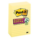 Post-it® Super Sticky Notes, Canary Yellow, Lined, 4 in x 6 in , 90 Sheets/Pad, 5 Pads/Pack (660-5SS