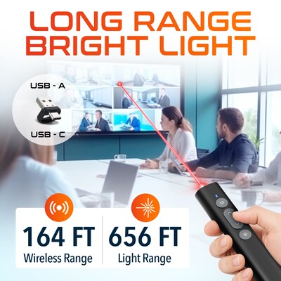 Delton LP21 2.4GHz Wireless Presentation Remote with Laser Pointer, Black (DLP21)