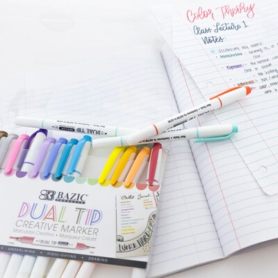 Bazic Alcohol-Based Markers, Twin Tip, Assorted Colors, 15/Pack (BAZ1215)