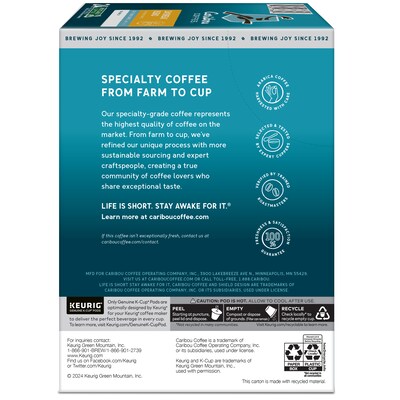 Caribou Coffee Daybreak Morning Blend Coffee Keurig® K-Cup® Pods, Light Roast, 24/Box (6994)