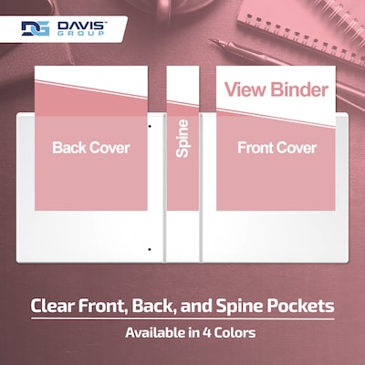 Davis Group, 1", 8.5" x 11", Round Ring View Binder, Pastel Color, Blush, 6/Pack (7411-11-06)